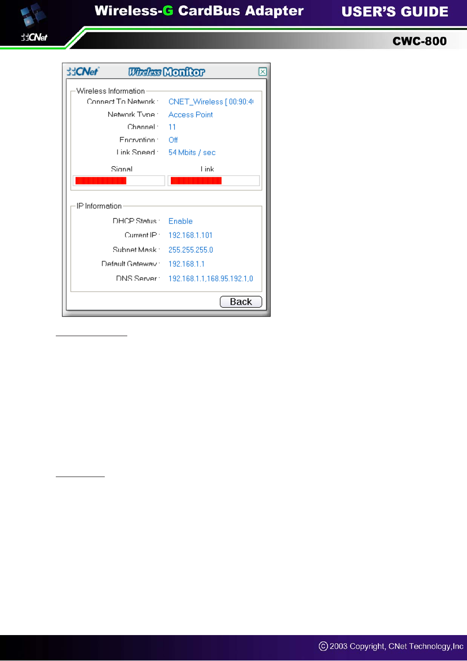 CNET Wireless-G CardBus Adapter CWC-800 User Manual | Page 13 / 22