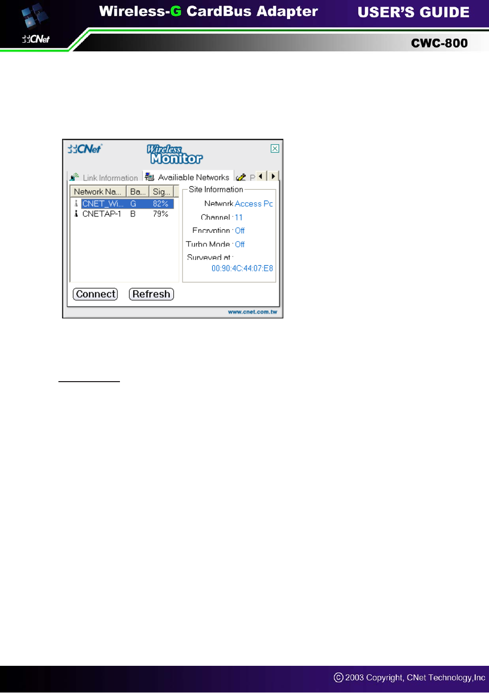 CNET Wireless-G CardBus Adapter CWC-800 User Manual | Page 14 / 22