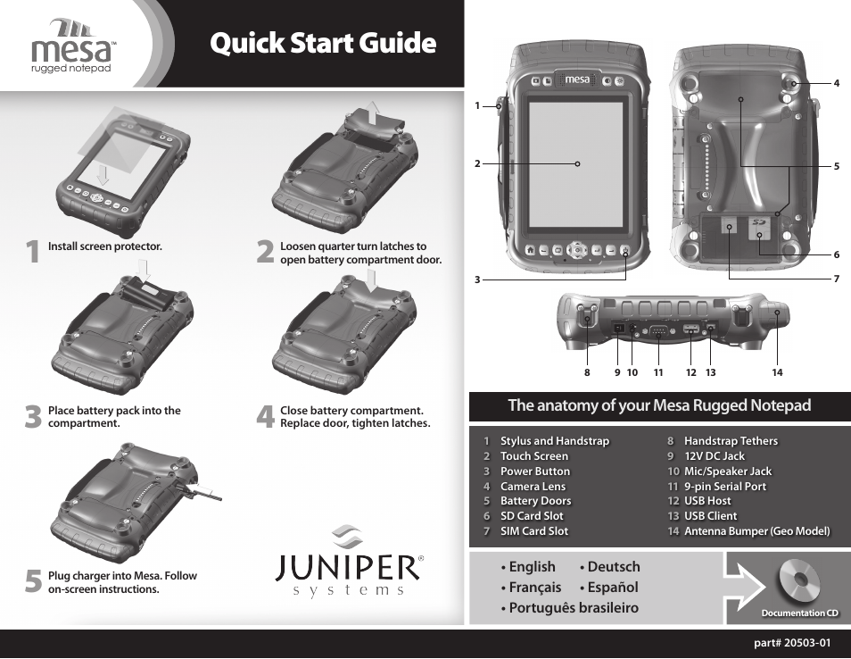 Juniper Systems Mesa Quick Start User Manual | 2 pages