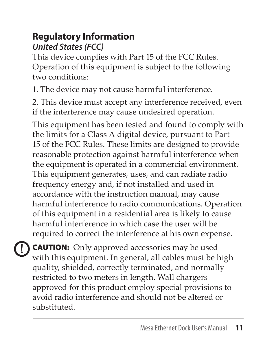 Regulatory information | Juniper Systems Mesa Ethernet Dock User Manual | Page 11 / 12