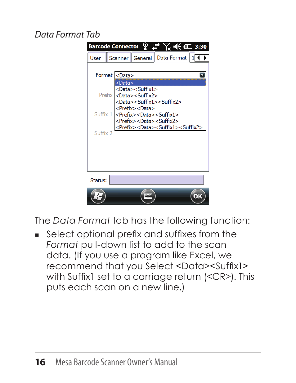 16 mesa barcode scanner owner’s manual | Juniper Systems Mesa with Barcode Scanner User Manual | Page 16 / 36