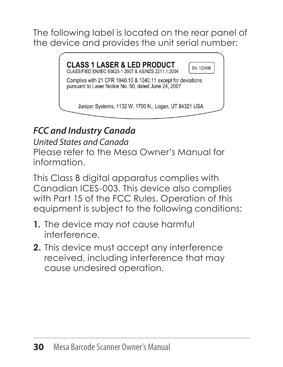 Juniper Systems Mesa with Barcode Scanner User Manual | Page 30 / 36