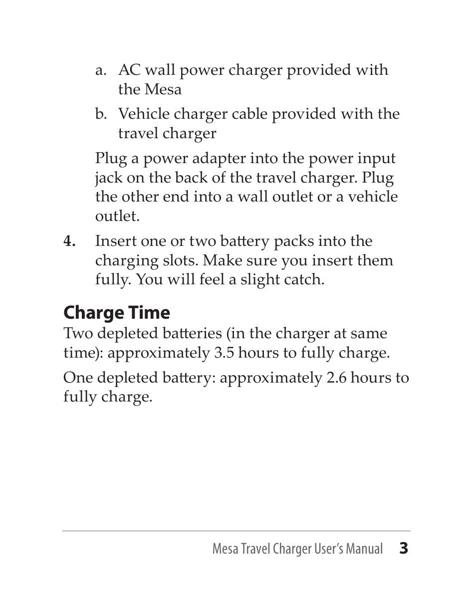 Charge time | Juniper Systems Mesa Travel Charger User Manual | Page 3 / 12
