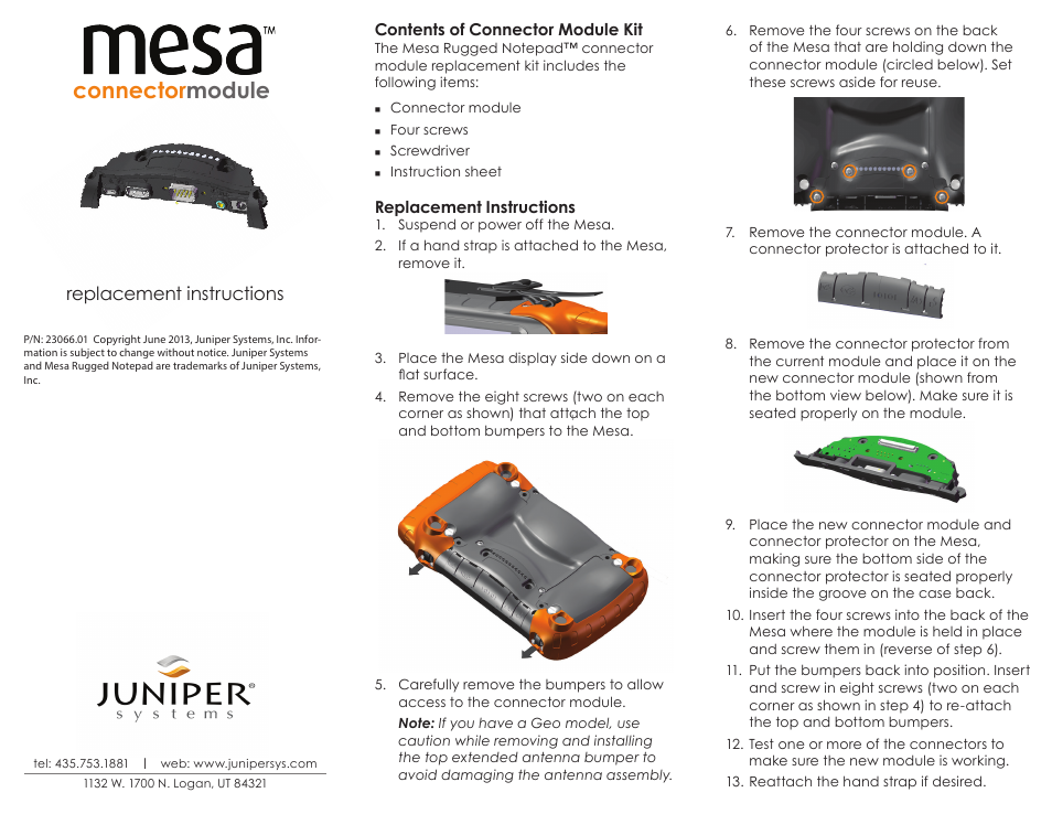 Juniper Systems Mesa Connector module User Manual | 1 page