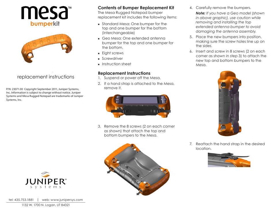 Juniper Systems Mesa Bumper kit User Manual | 1 page