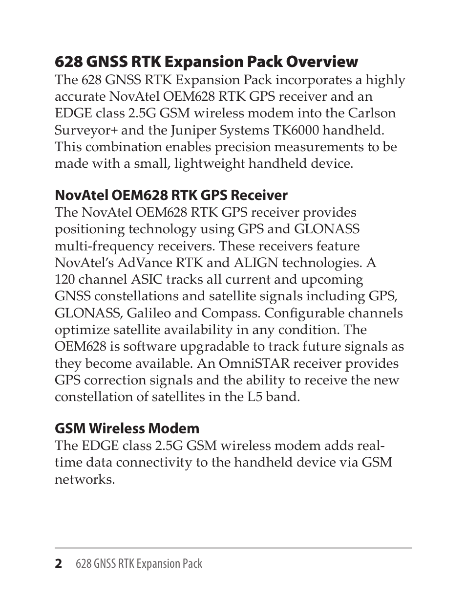 628 gnss rtk expansion pack overview | Juniper Systems GNSS-RTK-628 User Manual | Page 2 / 24