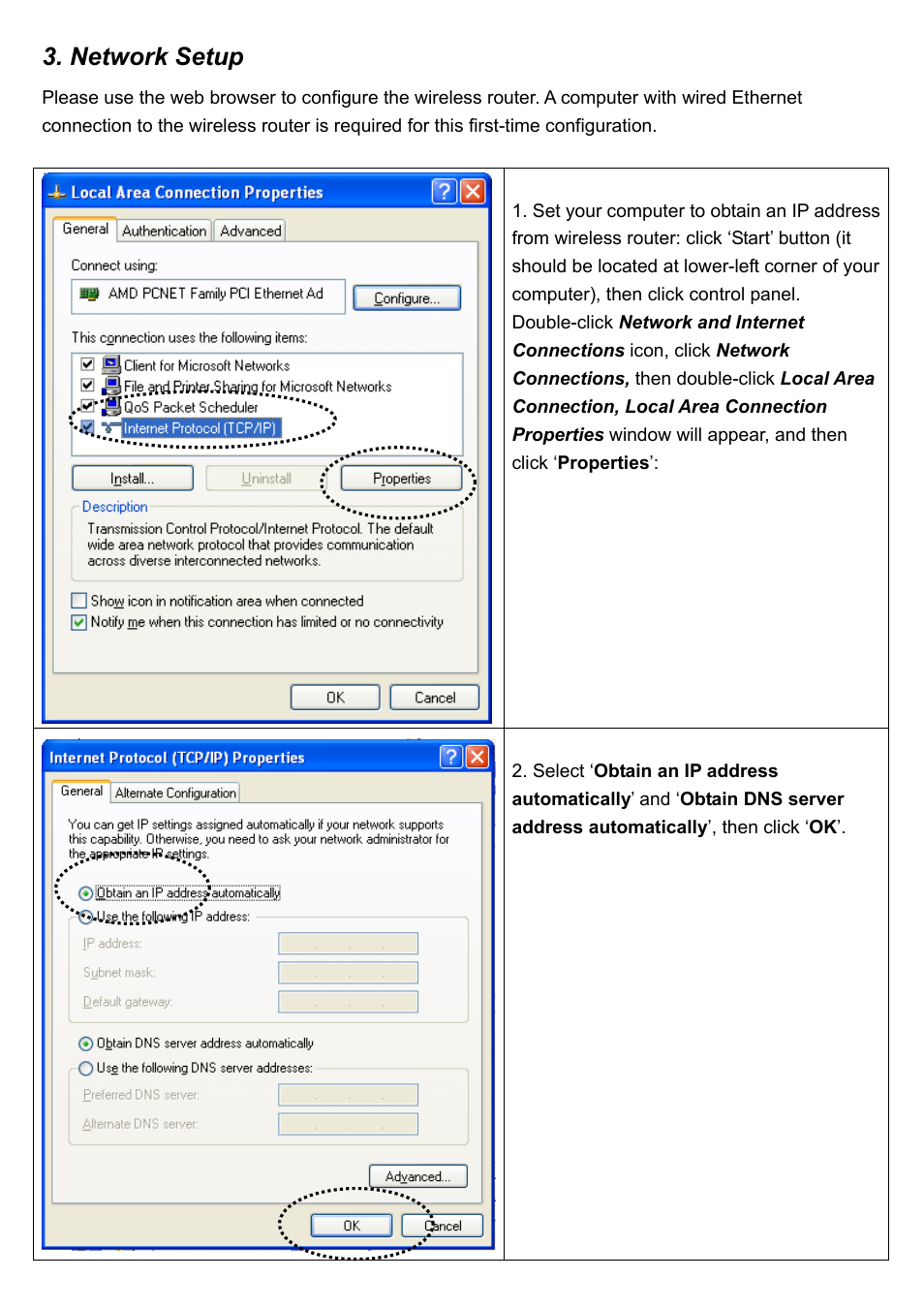 Network setup | CNET CWR-905 User Manual | Page 4 / 7