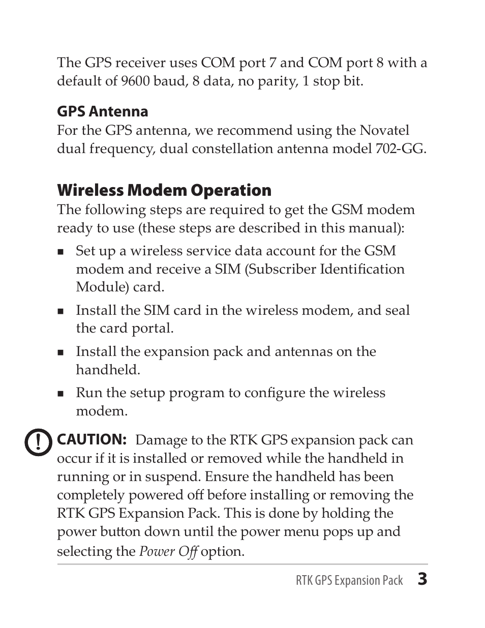 Wireless modem operation | Juniper Systems RTK GPS Expansion Pack User Manual | Page 3 / 24