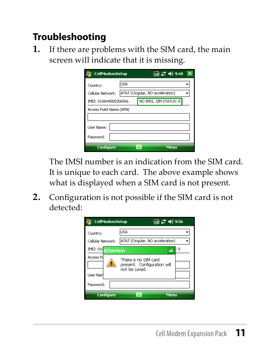 Troubleshooting | Juniper Systems TK6000 Cell Modem User Manual | Page 11 / 18