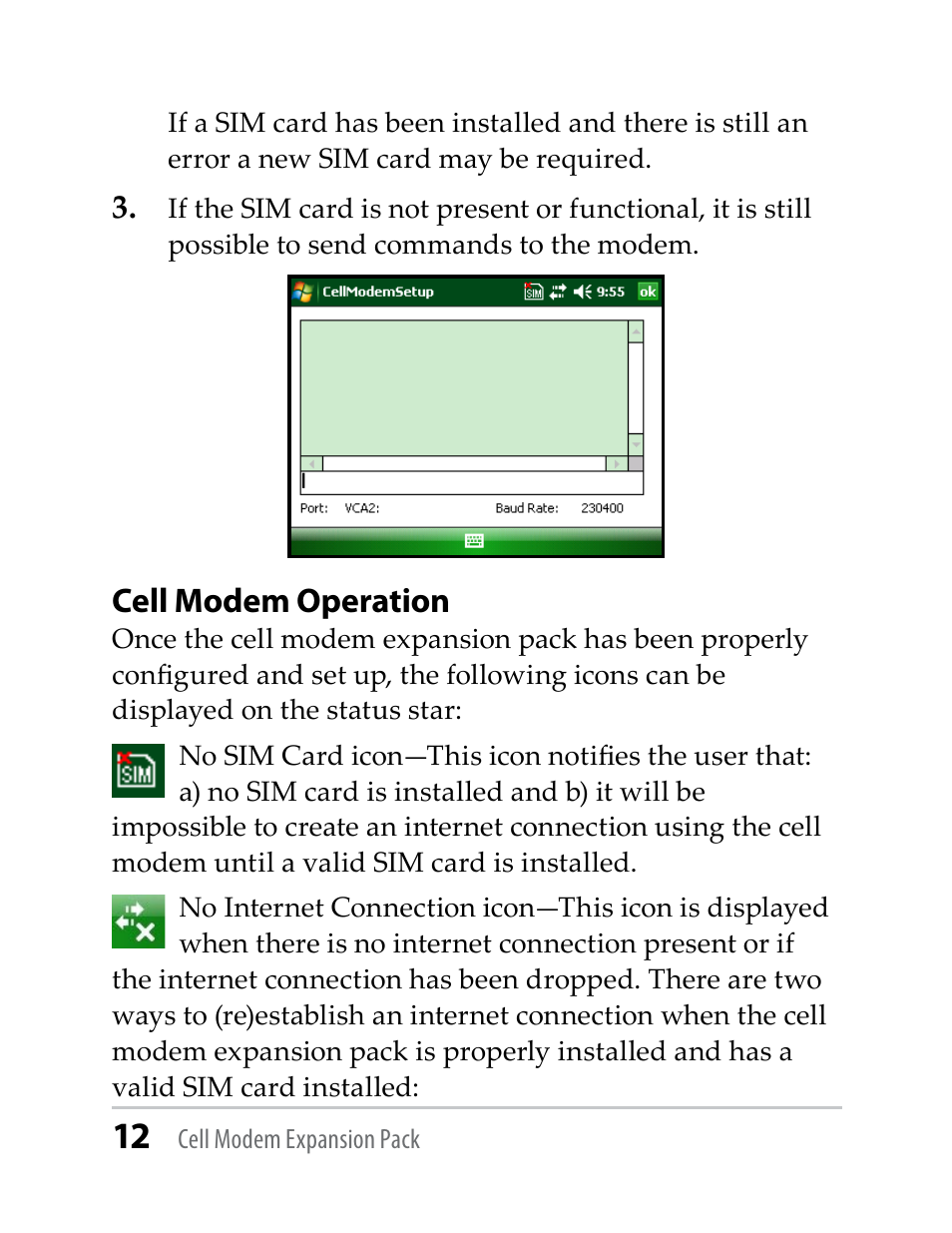 Cell modem operation | Juniper Systems TK6000 Cell Modem User Manual | Page 12 / 18