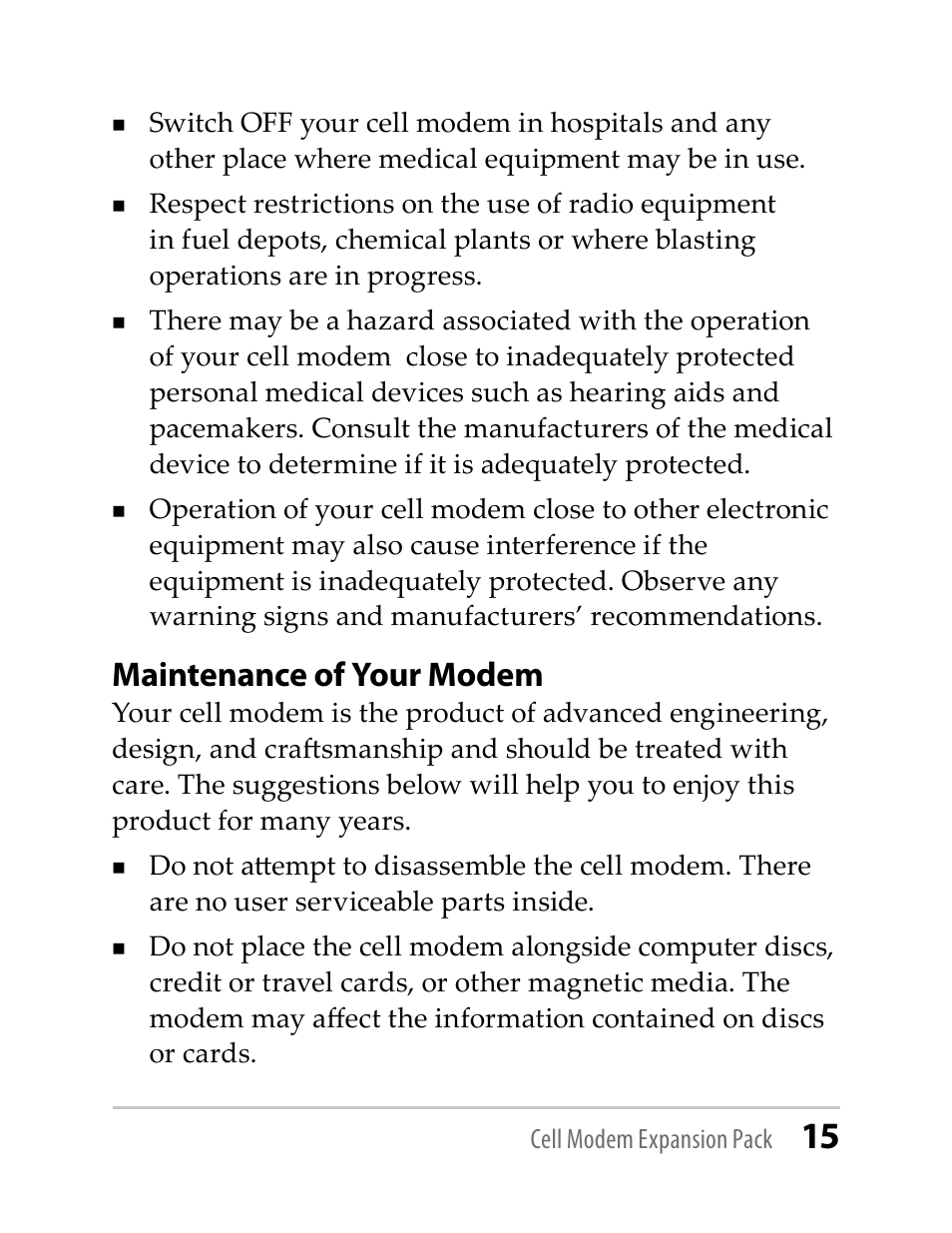 Maintenance of your modem | Juniper Systems TK6000 Cell Modem User Manual | Page 15 / 18