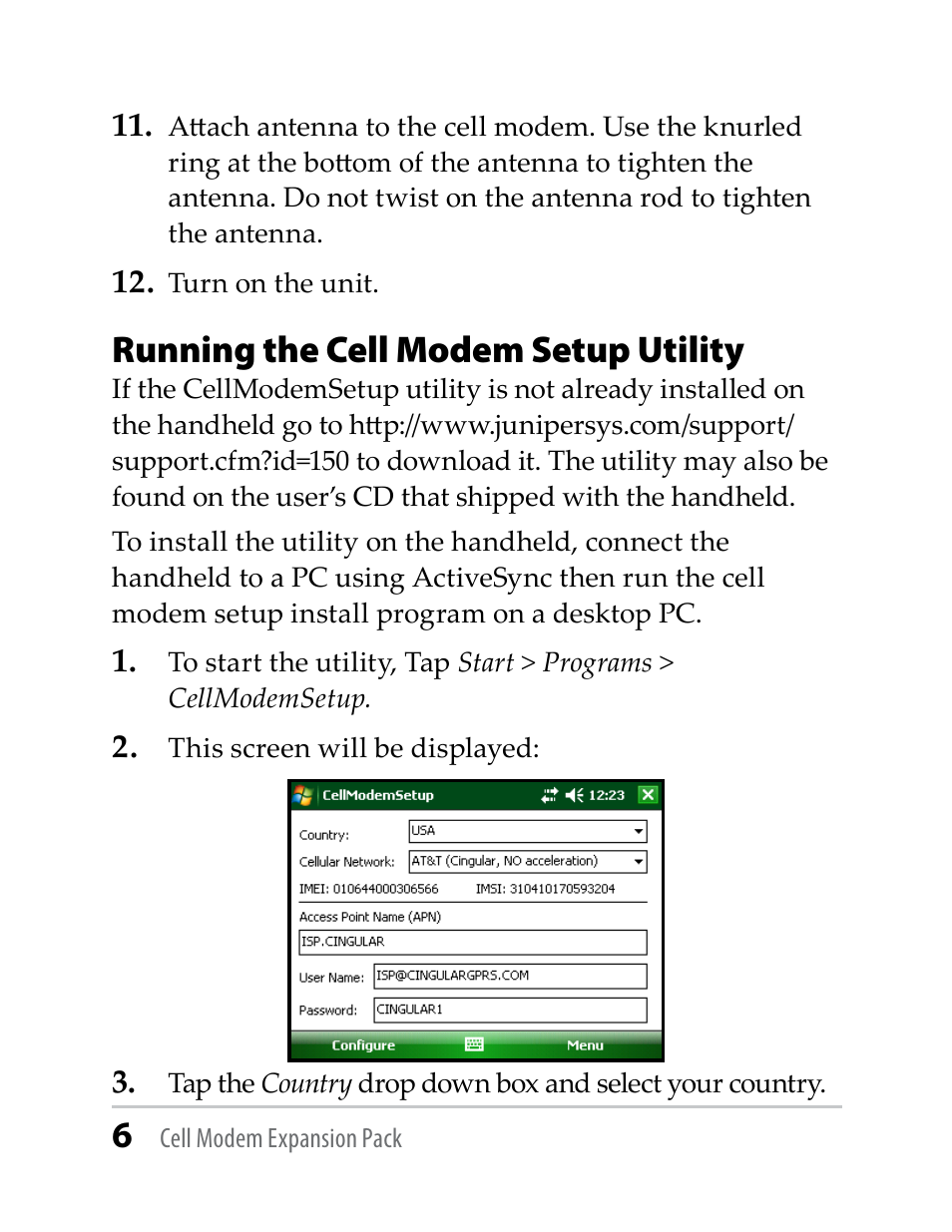 Running the cell modem setup utility | Juniper Systems TK6000 Cell Modem User Manual | Page 6 / 18