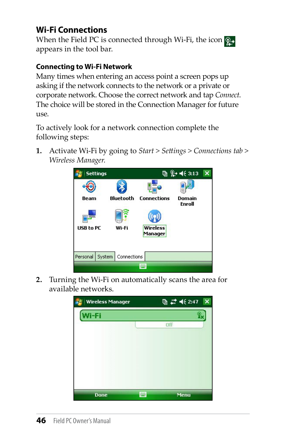 Wi-fi connections | Juniper Systems TK6000 User Guide User Manual | Page 46 / 70