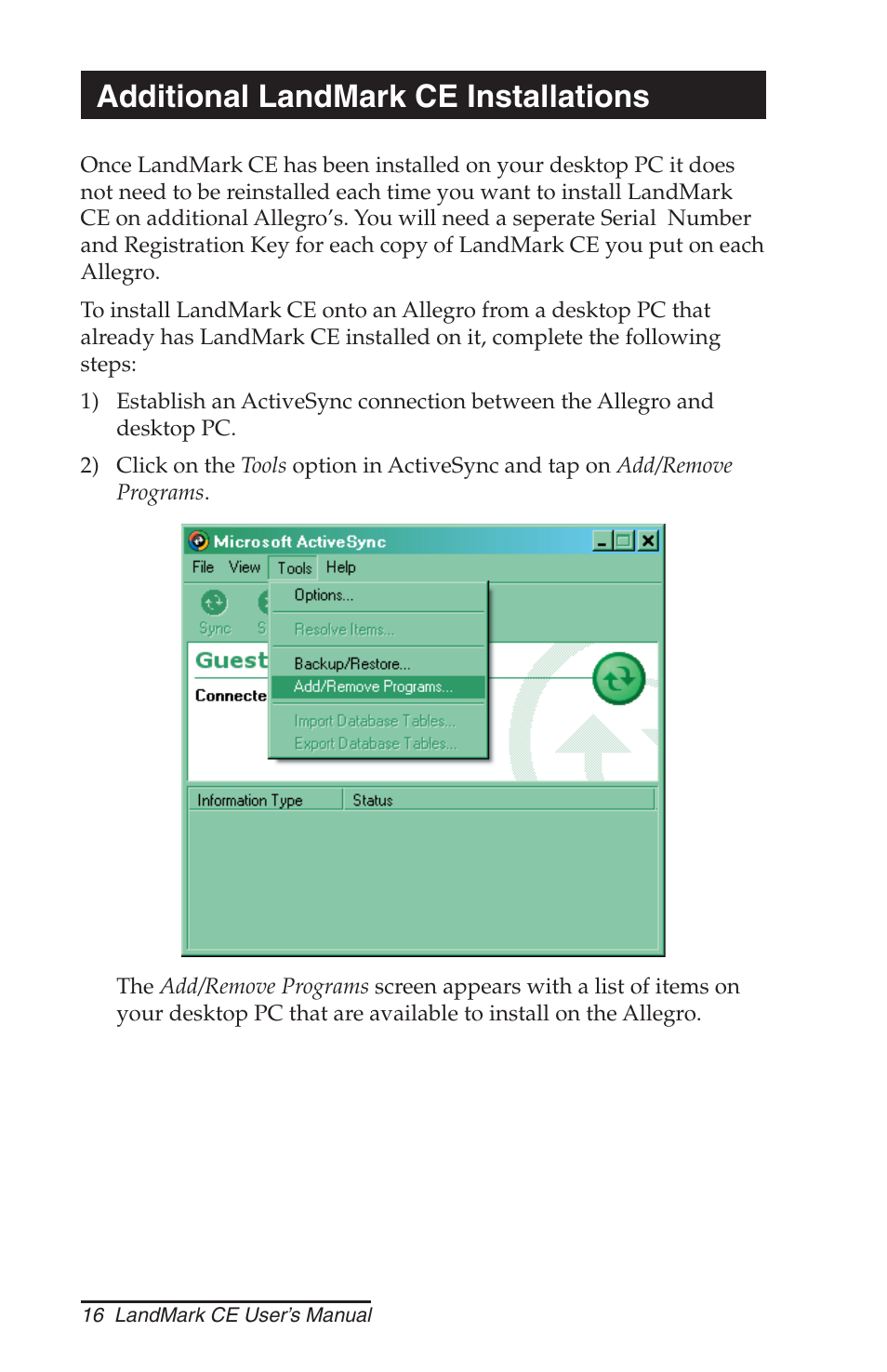 Additional landmark ce installations | Juniper Systems LandMark CE User Manual | Page 16 / 84