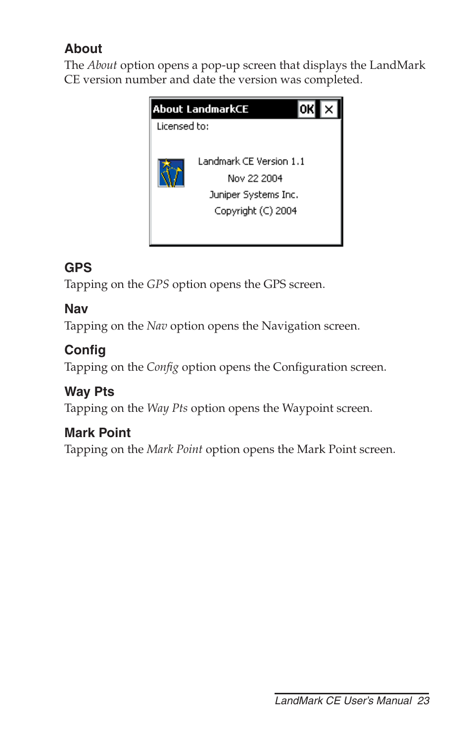 Juniper Systems LandMark CE User Manual | Page 23 / 84