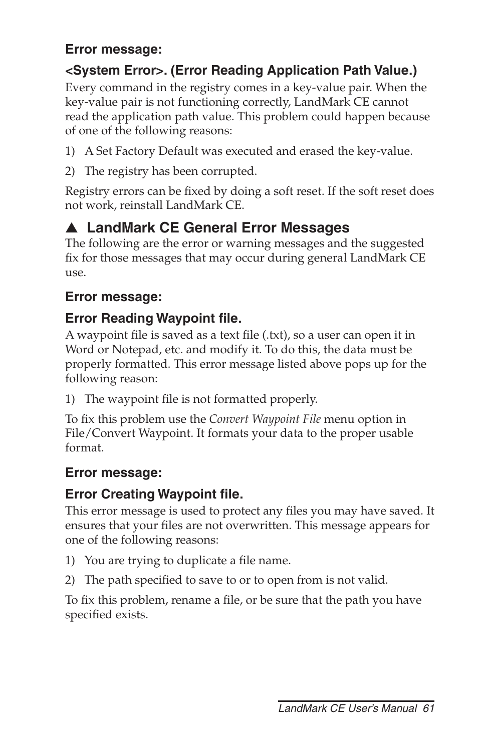 Juniper Systems LandMark CE User Manual | Page 61 / 84