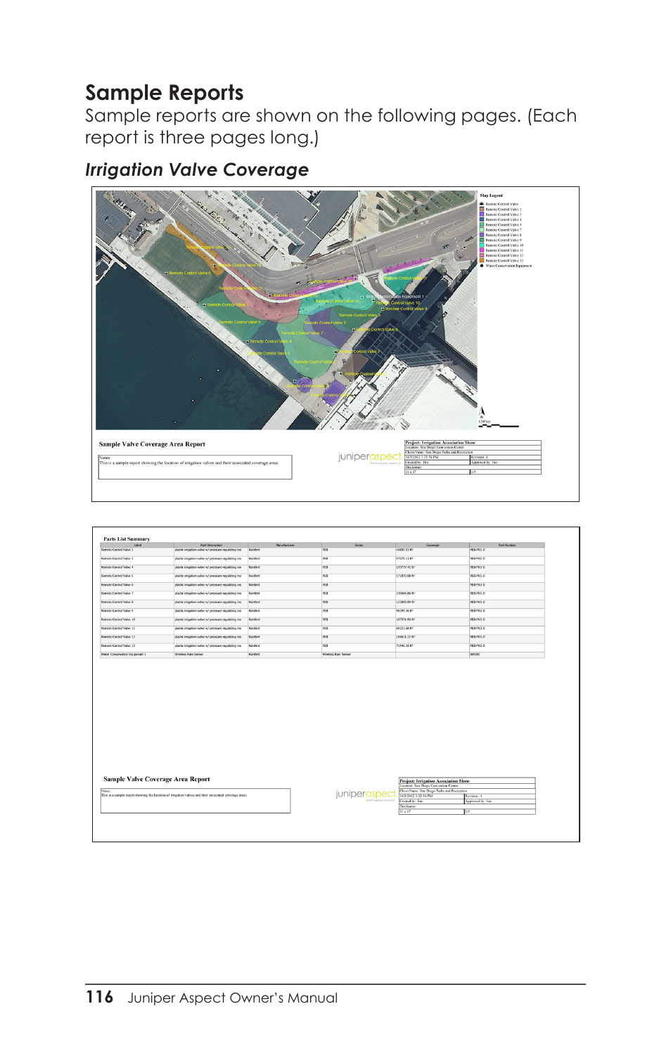 Sample reports | Juniper Systems Juniper Aspect User Manual | Page 120 / 135