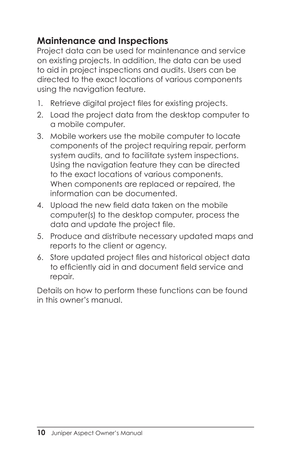 Maintenance and inspections | Juniper Systems Juniper Aspect User Manual | Page 14 / 135