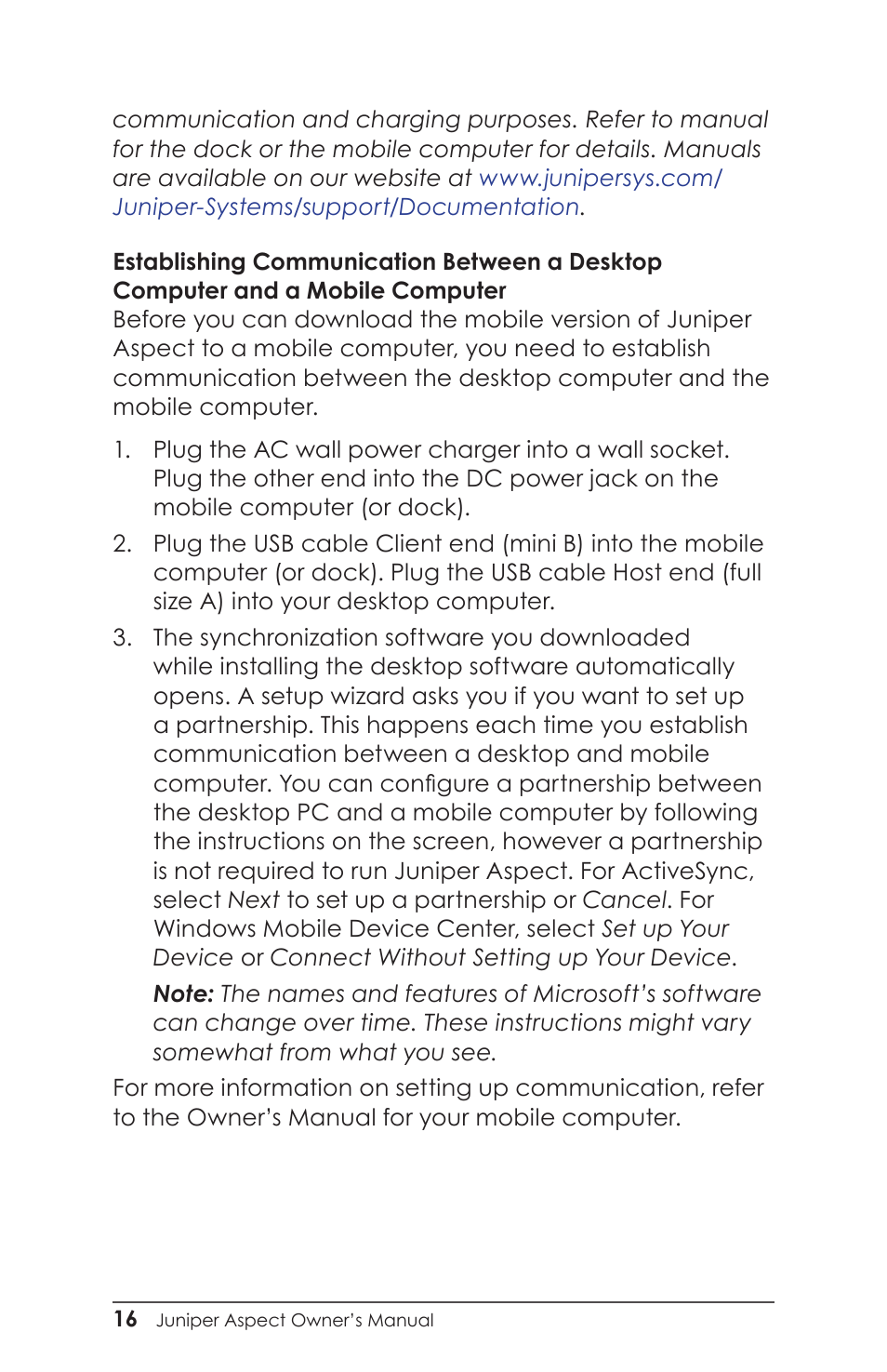 Juniper Systems Juniper Aspect User Manual | Page 20 / 135