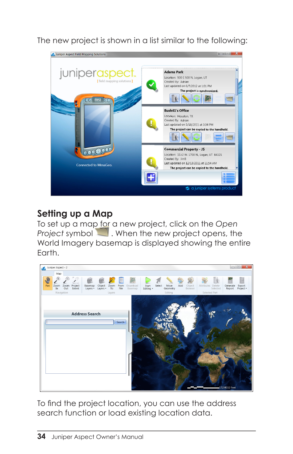 Setting up a map | Juniper Systems Juniper Aspect User Manual | Page 38 / 135