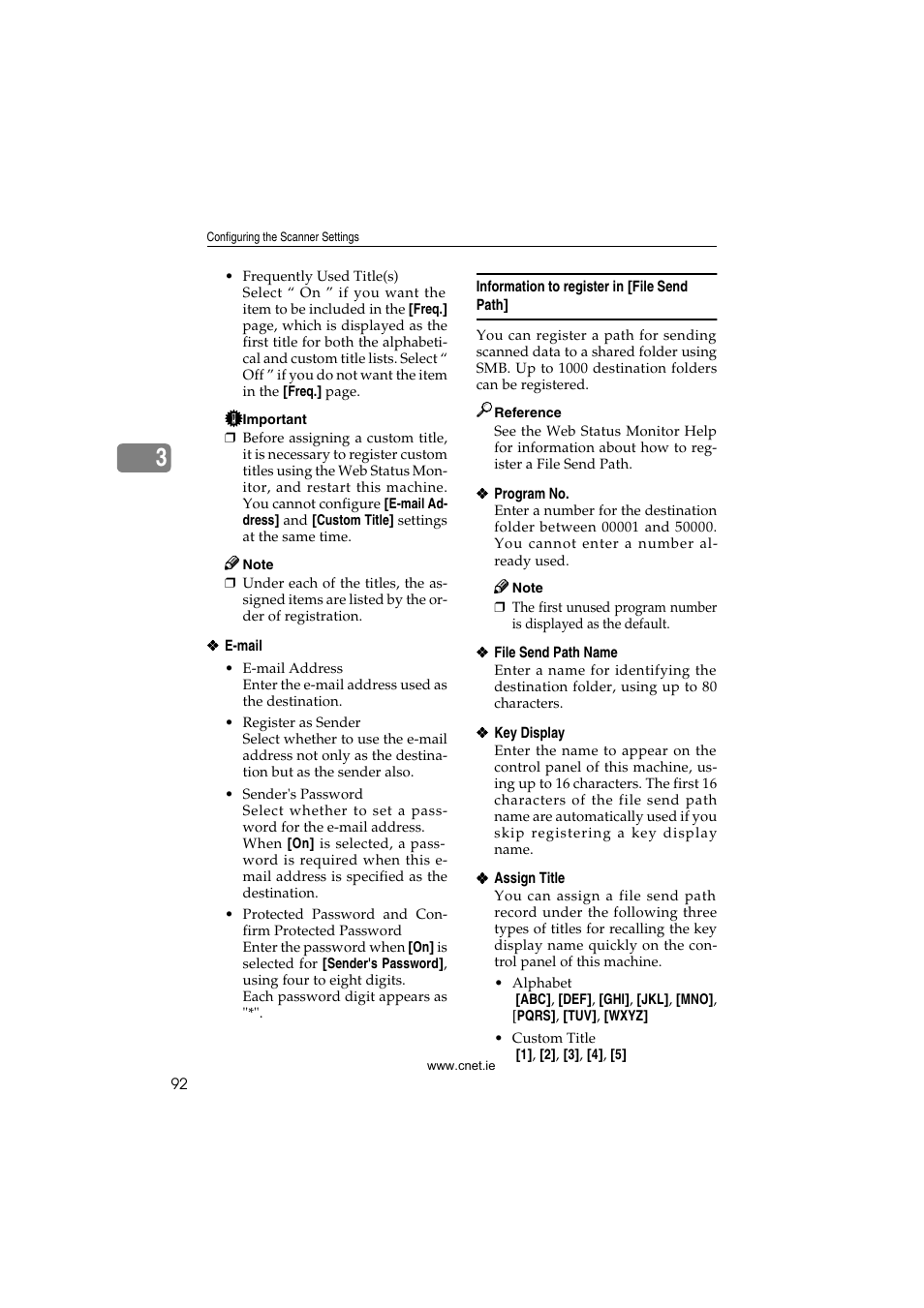 Information to register in [file send path | CNET ecopy Printer/Fax/Scanner/Copier User Manual | Page 100 / 222