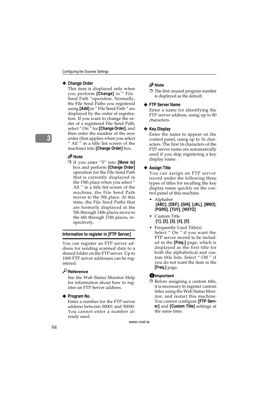 Information to register in [ftp server, Ee p.94 “information to register in [ftp server | CNET ecopy Printer/Fax/Scanner/Copier User Manual | Page 102 / 222