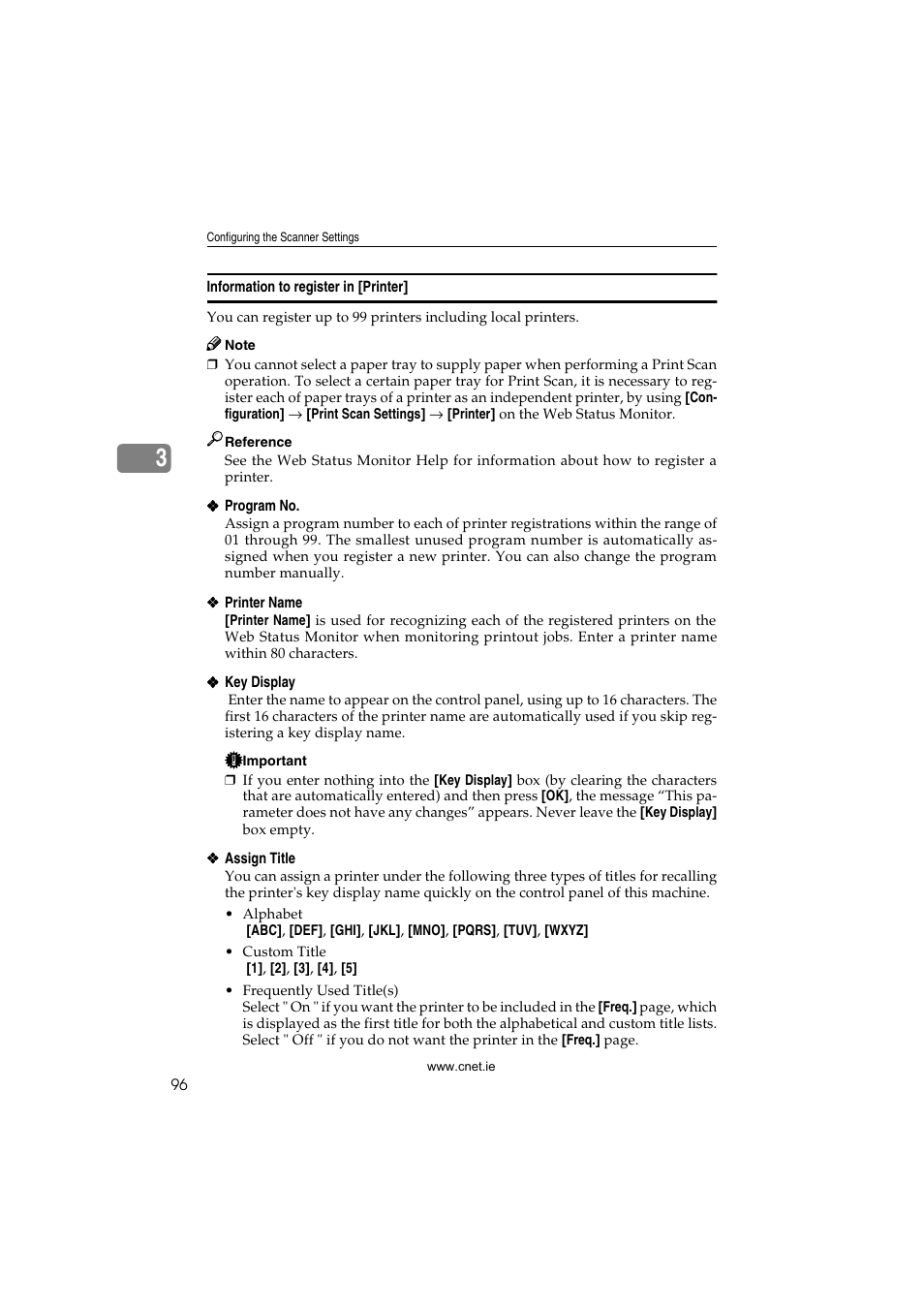 Information to register in [printer, Ee p.96 “information to register in [printer | CNET ecopy Printer/Fax/Scanner/Copier User Manual | Page 104 / 222