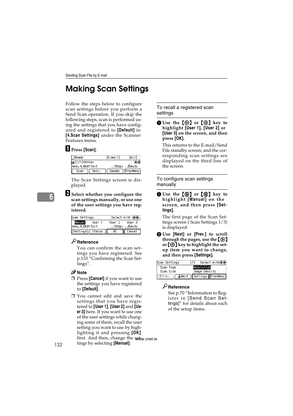 Making scan settings, P.132 “making scan settings, 6making scan settings | CNET ecopy Printer/Fax/Scanner/Copier User Manual | Page 140 / 222