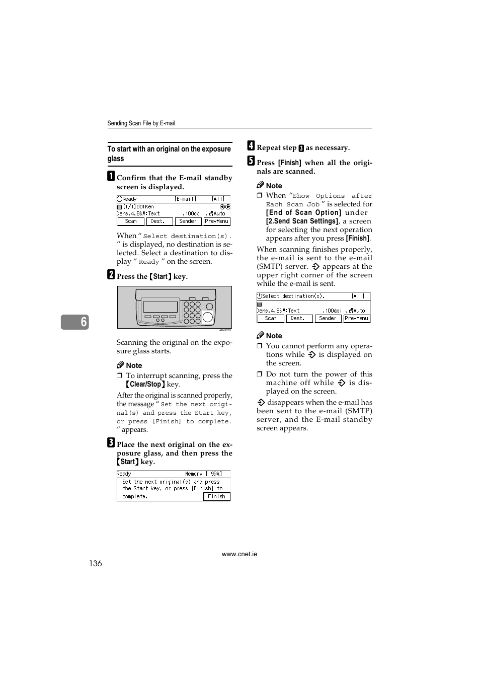 To start with an original on the exposure glass | CNET ecopy Printer/Fax/Scanner/Copier User Manual | Page 144 / 222