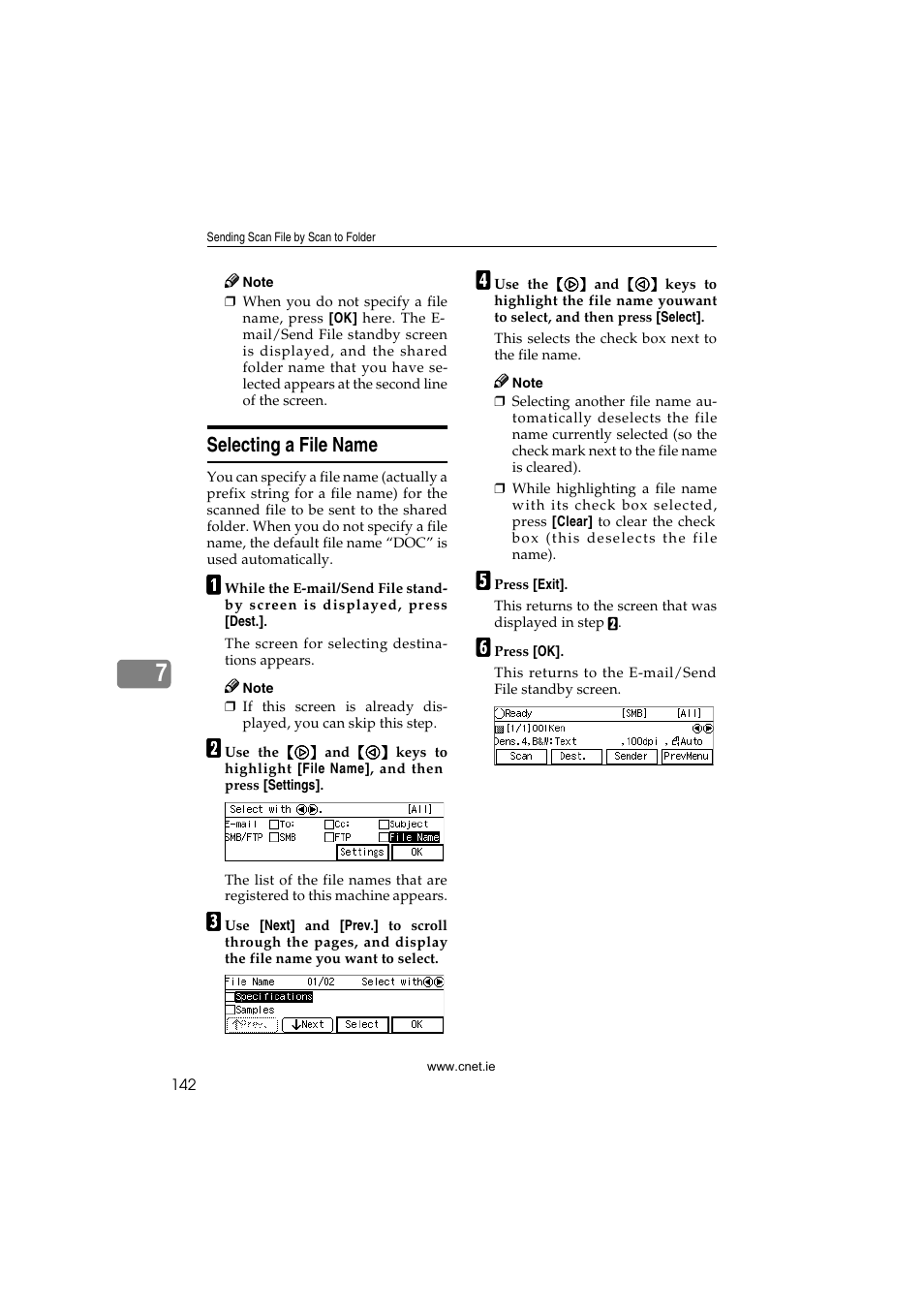 Selecting a file name, P.142 “selecting a file, Name | CNET ecopy Printer/Fax/Scanner/Copier User Manual | Page 150 / 222