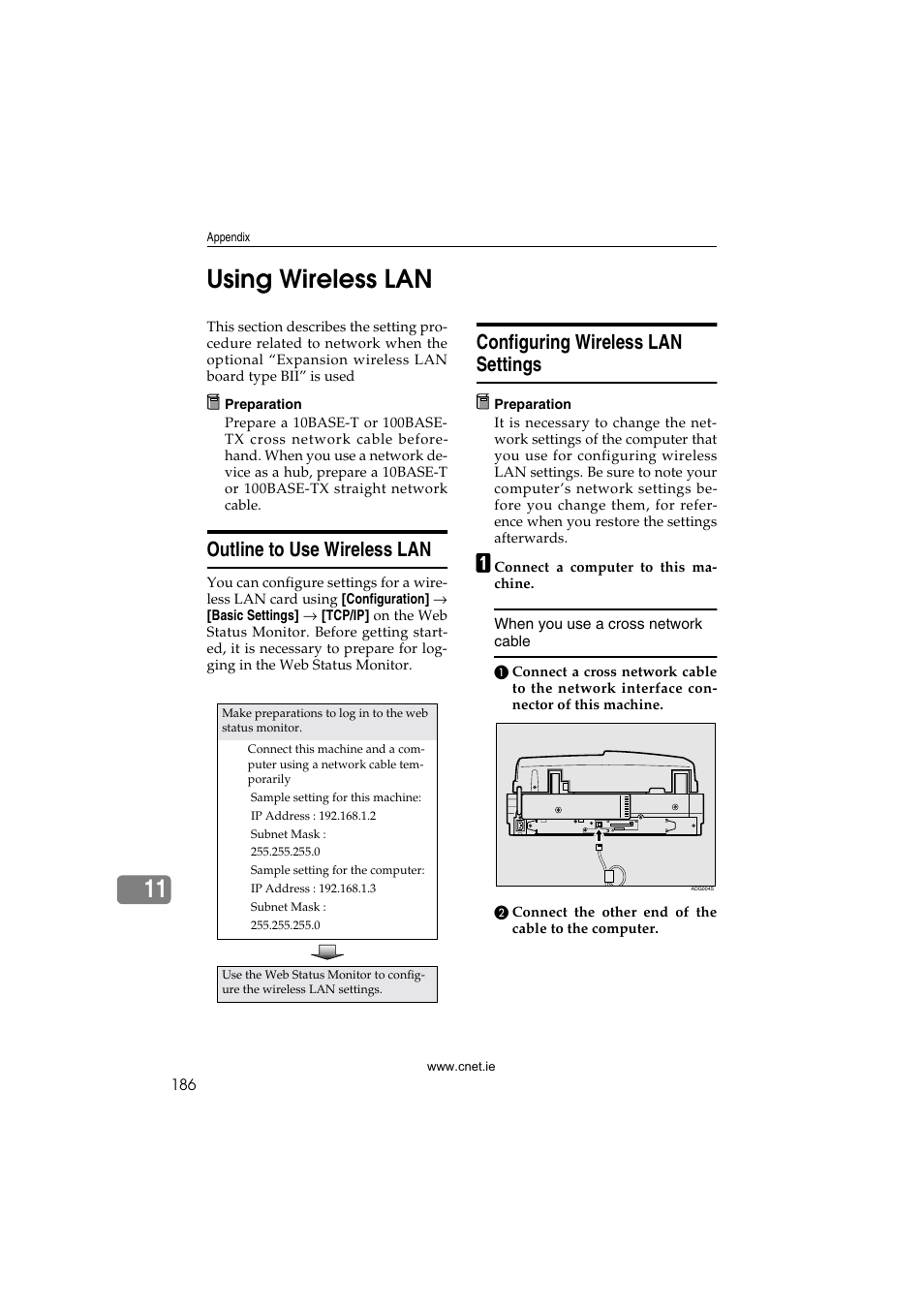 Using wireless lan, Outline to use wireless lan, Configuring wireless lan settings | 11 using wireless lan | CNET ecopy Printer/Fax/Scanner/Copier User Manual | Page 194 / 222