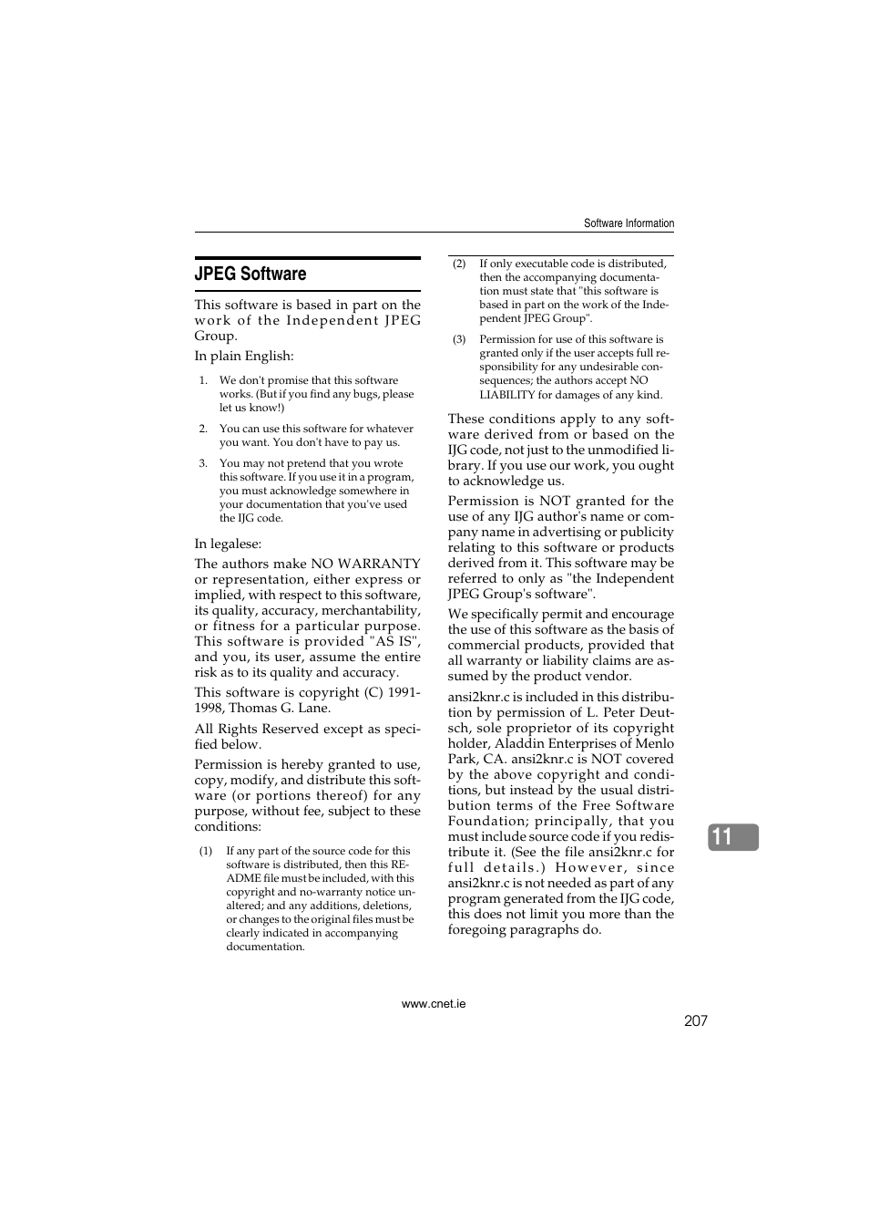 Jpeg software | CNET ecopy Printer/Fax/Scanner/Copier User Manual | Page 215 / 222