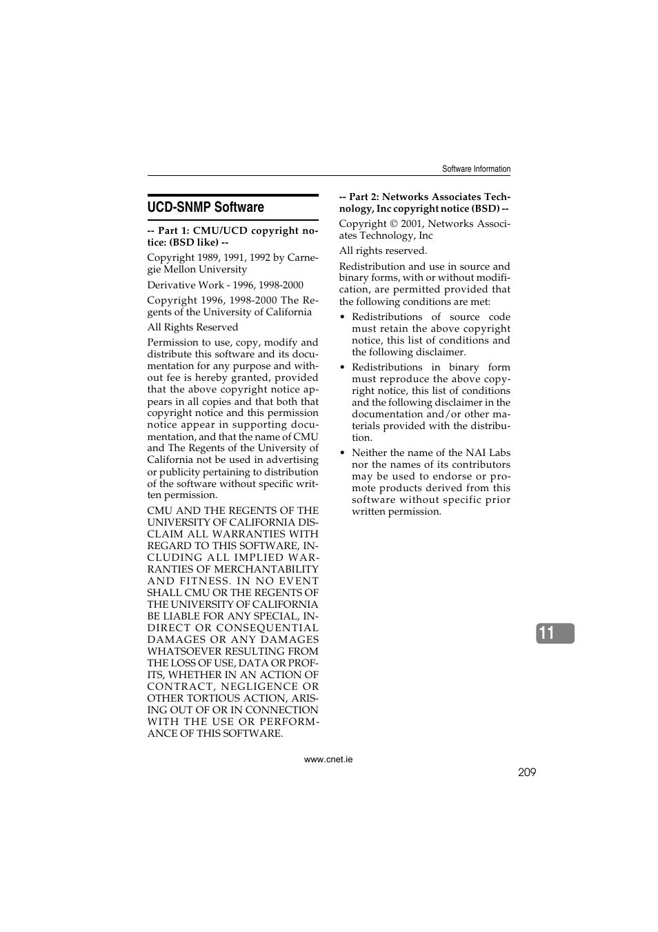 Ucd-snmp software | CNET ecopy Printer/Fax/Scanner/Copier User Manual | Page 217 / 222
