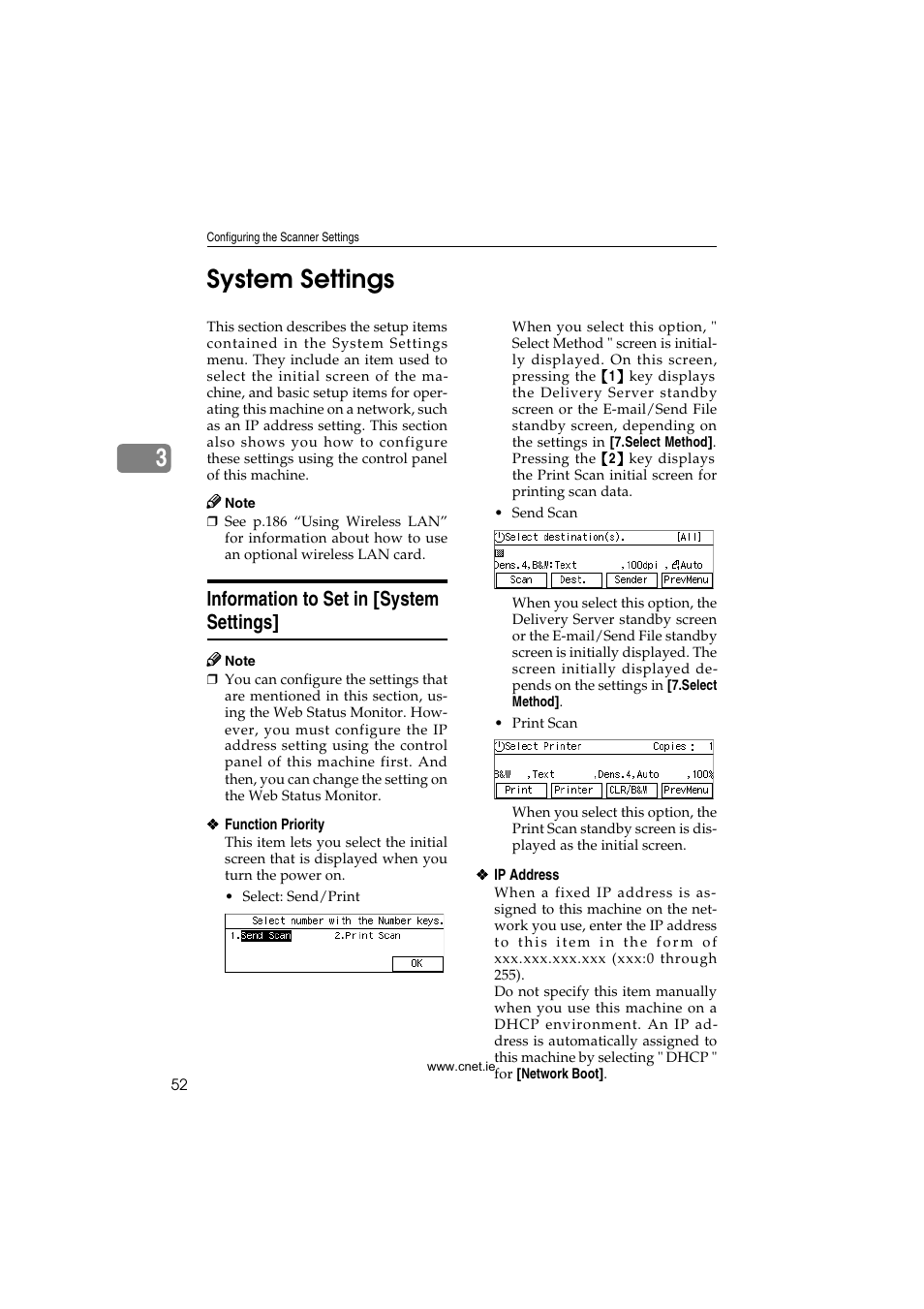 System settings, Information to set in [system settings, Ee p.52 “system settings | 3system settings | CNET ecopy Printer/Fax/Scanner/Copier User Manual | Page 60 / 222