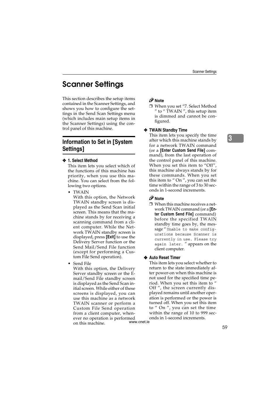Scanner settings, Information to set in [system settings, P.59 “scanner settings” f | Ee p.59 “scanner settings, 3scanner settings | CNET ecopy Printer/Fax/Scanner/Copier User Manual | Page 67 / 222