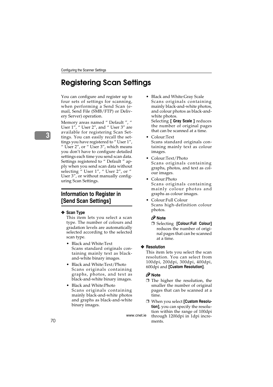 Registering scan settings, Information to register in [send scan settings, P.70 “registering scan settings | 3registering scan settings | CNET ecopy Printer/Fax/Scanner/Copier User Manual | Page 78 / 222