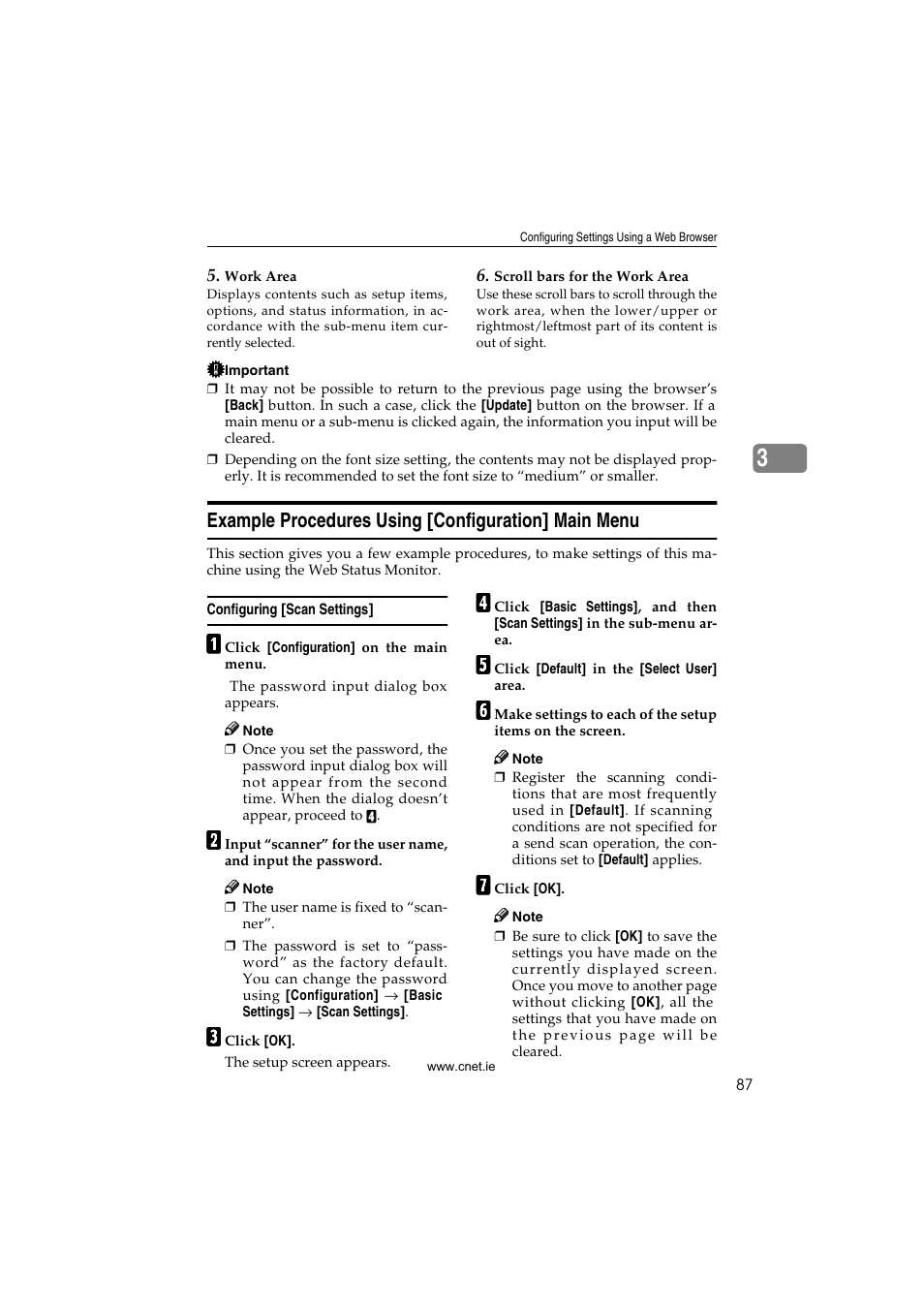 Example procedures using [configuration] main menu, Configuring [scan settings | CNET ecopy Printer/Fax/Scanner/Copier User Manual | Page 95 / 222