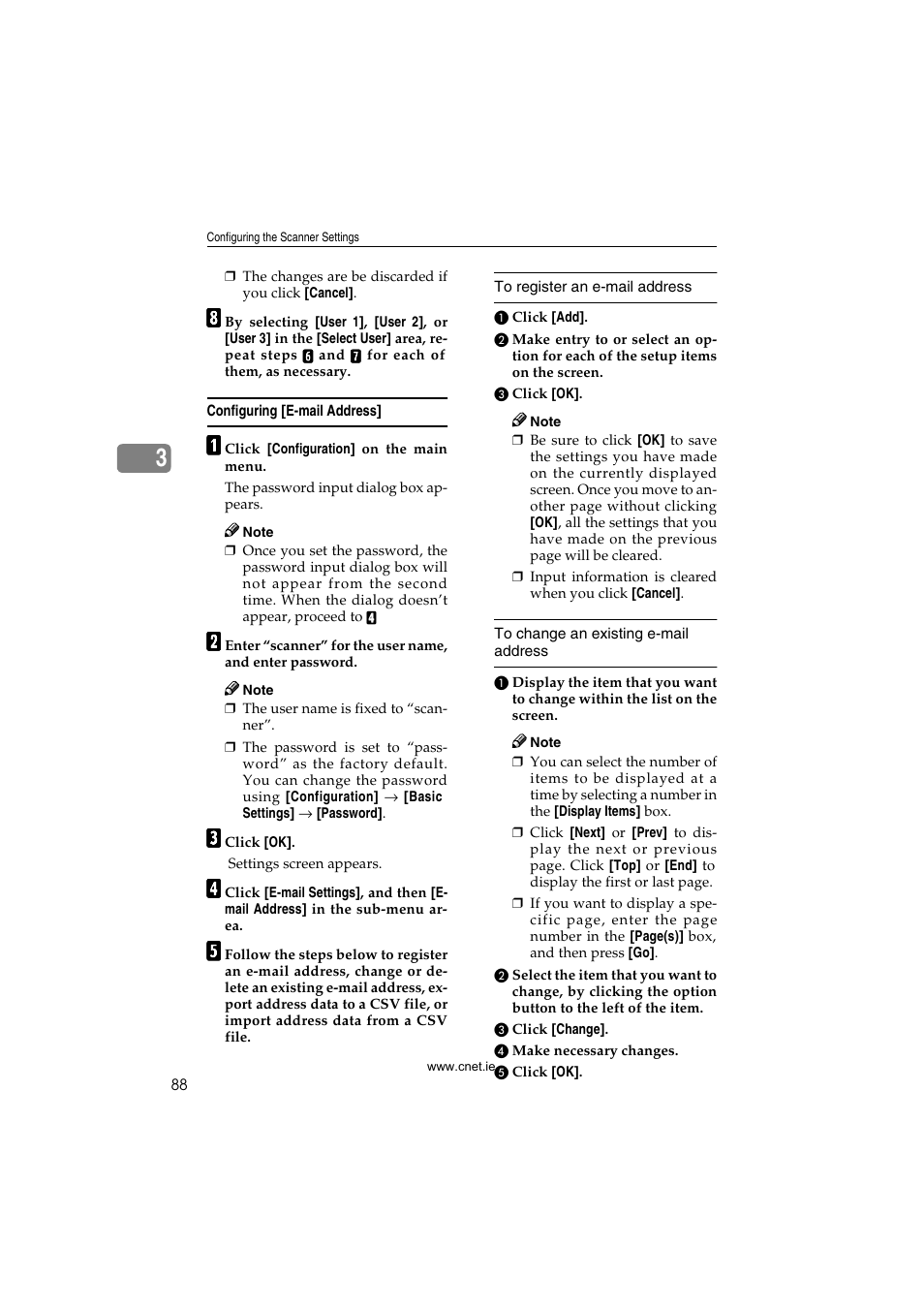 Configuring [e-mail address, Ee p.88 “configuring [e-mail ad- dress | CNET ecopy Printer/Fax/Scanner/Copier User Manual | Page 96 / 222