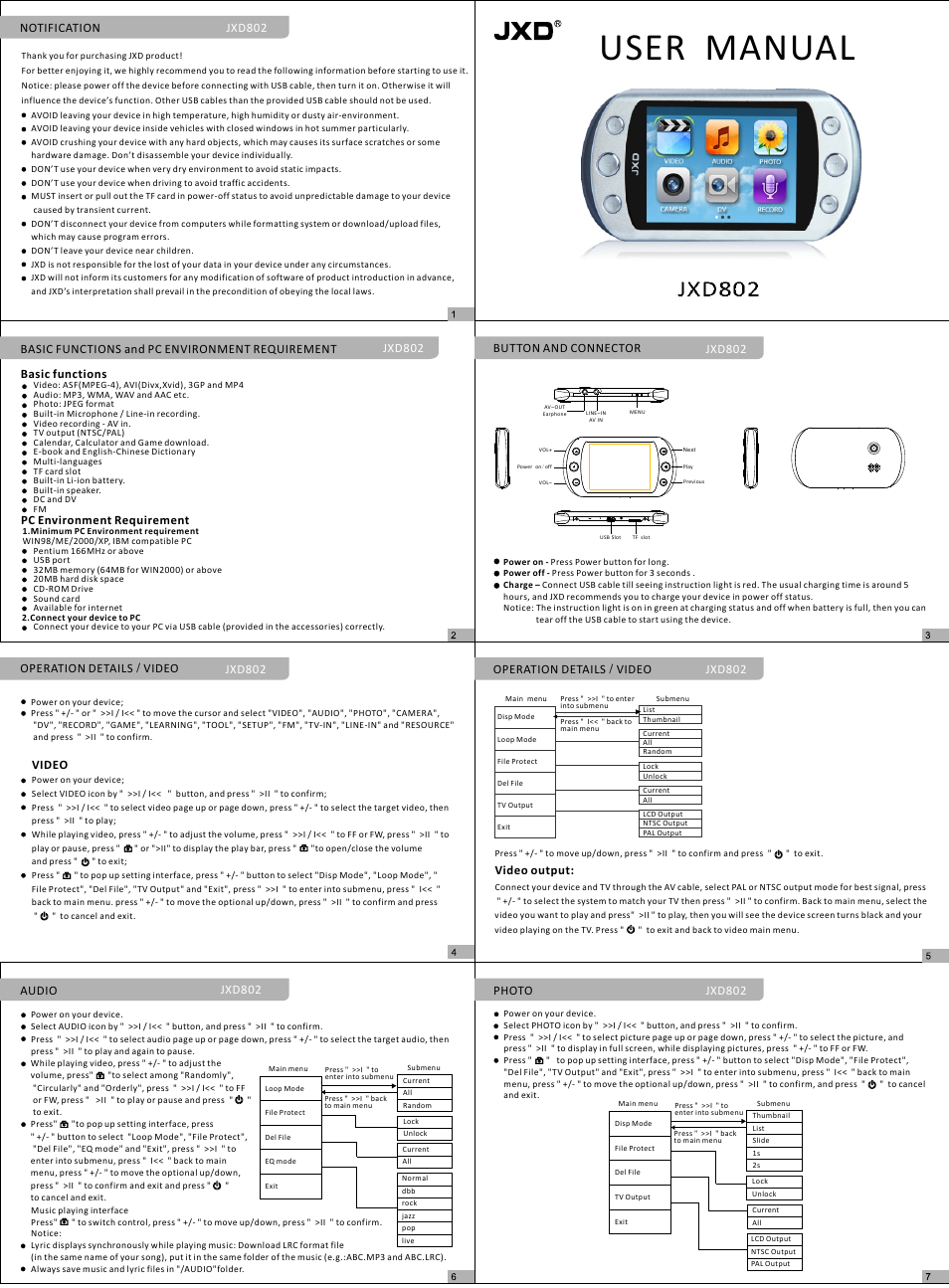 JXD 802 User Manual | 2 pages
