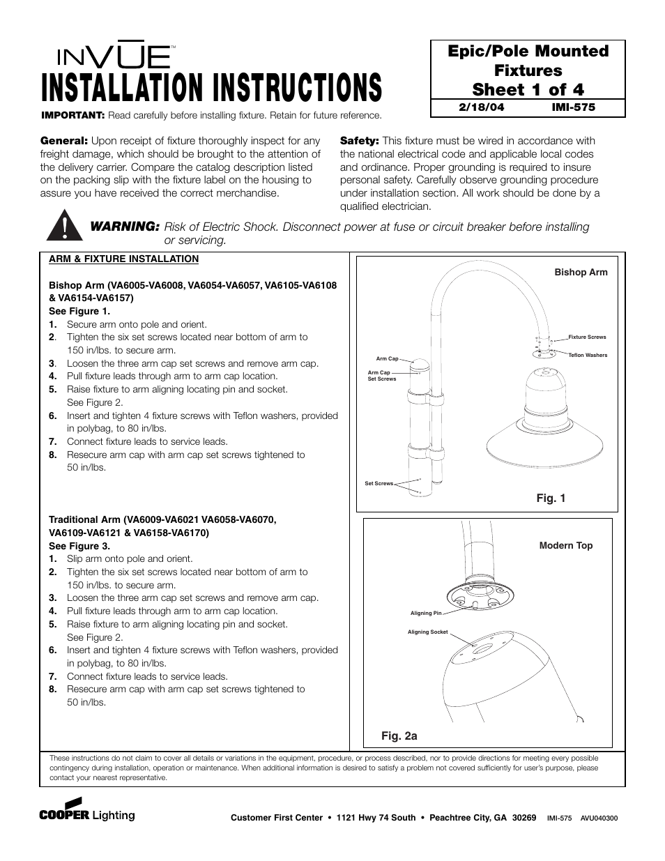 Cooper Lighting INVUE IMI-575 User Manual | 4 pages