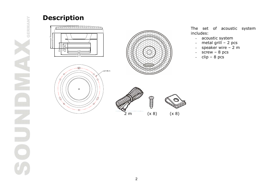 Description | SoundMax SM-CSE603 User Manual | Page 2 / 13