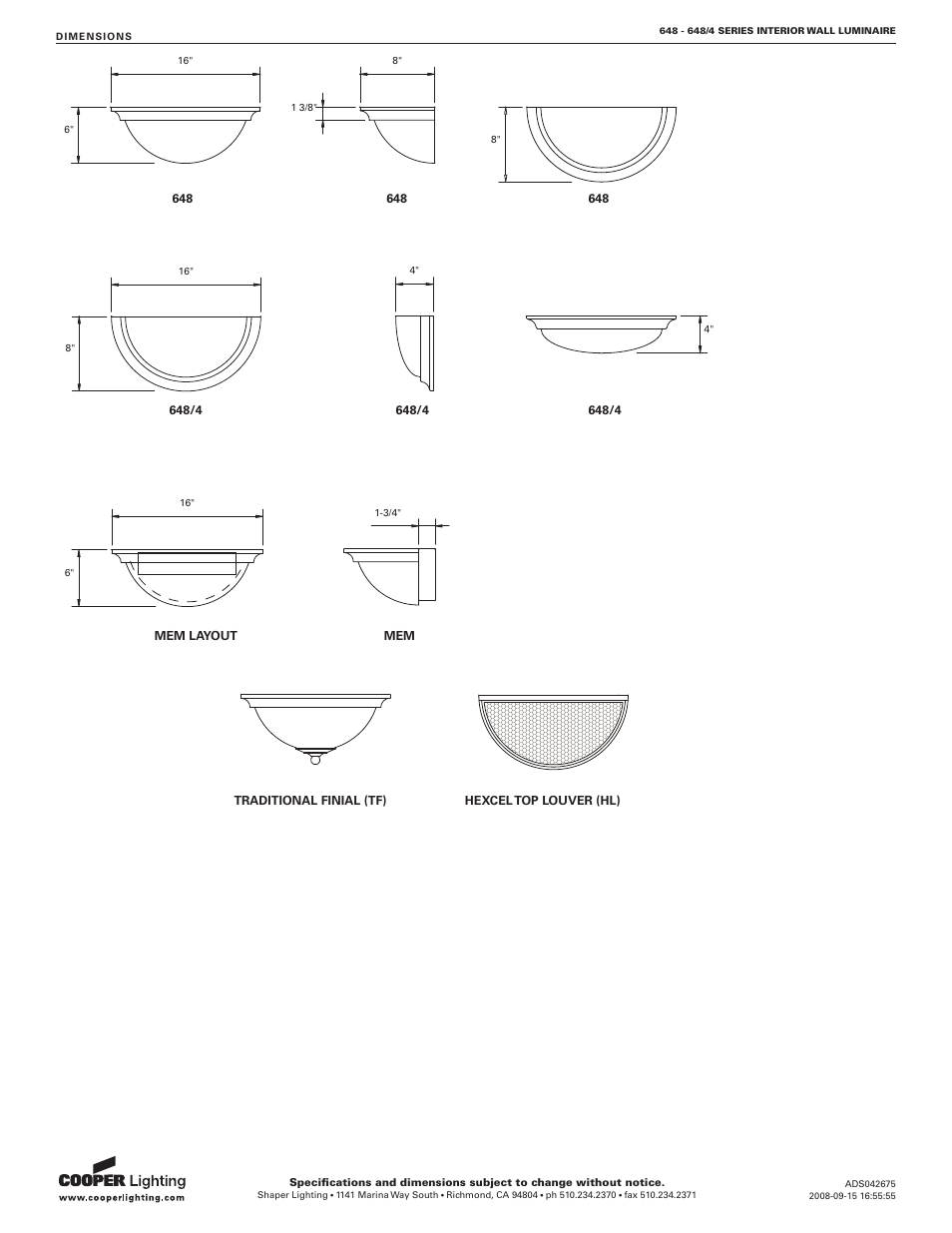 Cooper Lighting 648/4 User Manual | Page 2 / 2