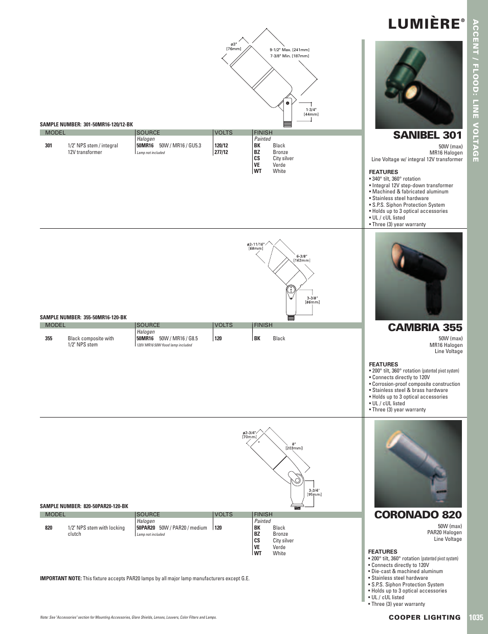 Cooper Lighting Cambria 355 User Manual | 1 page