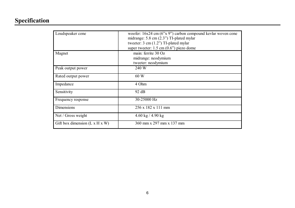 Specification | Hyundai H-CSK694 User Manual | Page 6 / 12