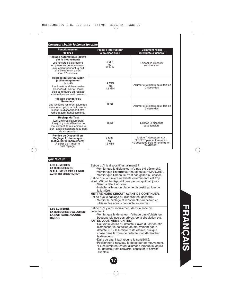 Français | Cooper Lighting MS185 User Manual | Page 17 / 20