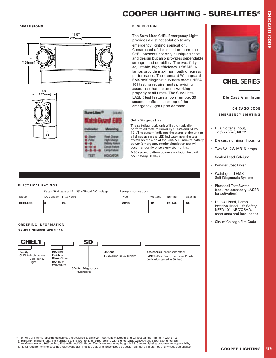 Cooper Lighting Sure-Lites Chel Series User Manual | 1 page