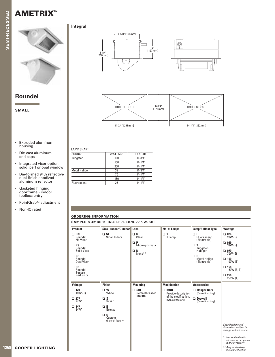 Cooper Lighting AMETRIX 1268 User Manual | 1 page