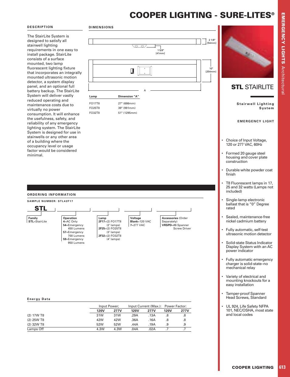 Cooper Lighting Sure-Lites STL StairLite User Manual | 1 page