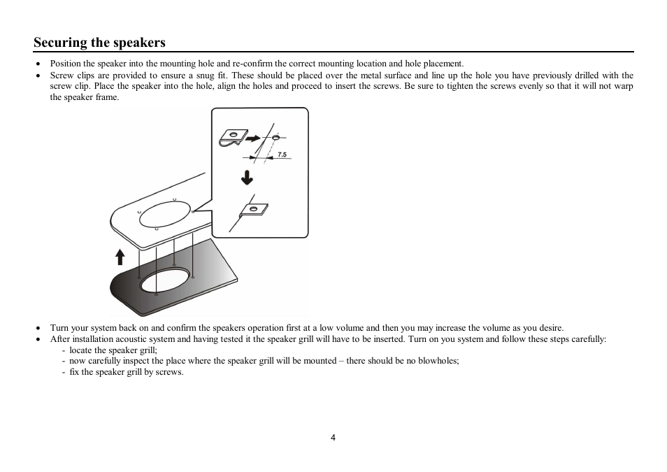 Securing the speakers | Hyundai H-CSG402 User Manual | Page 4 / 11