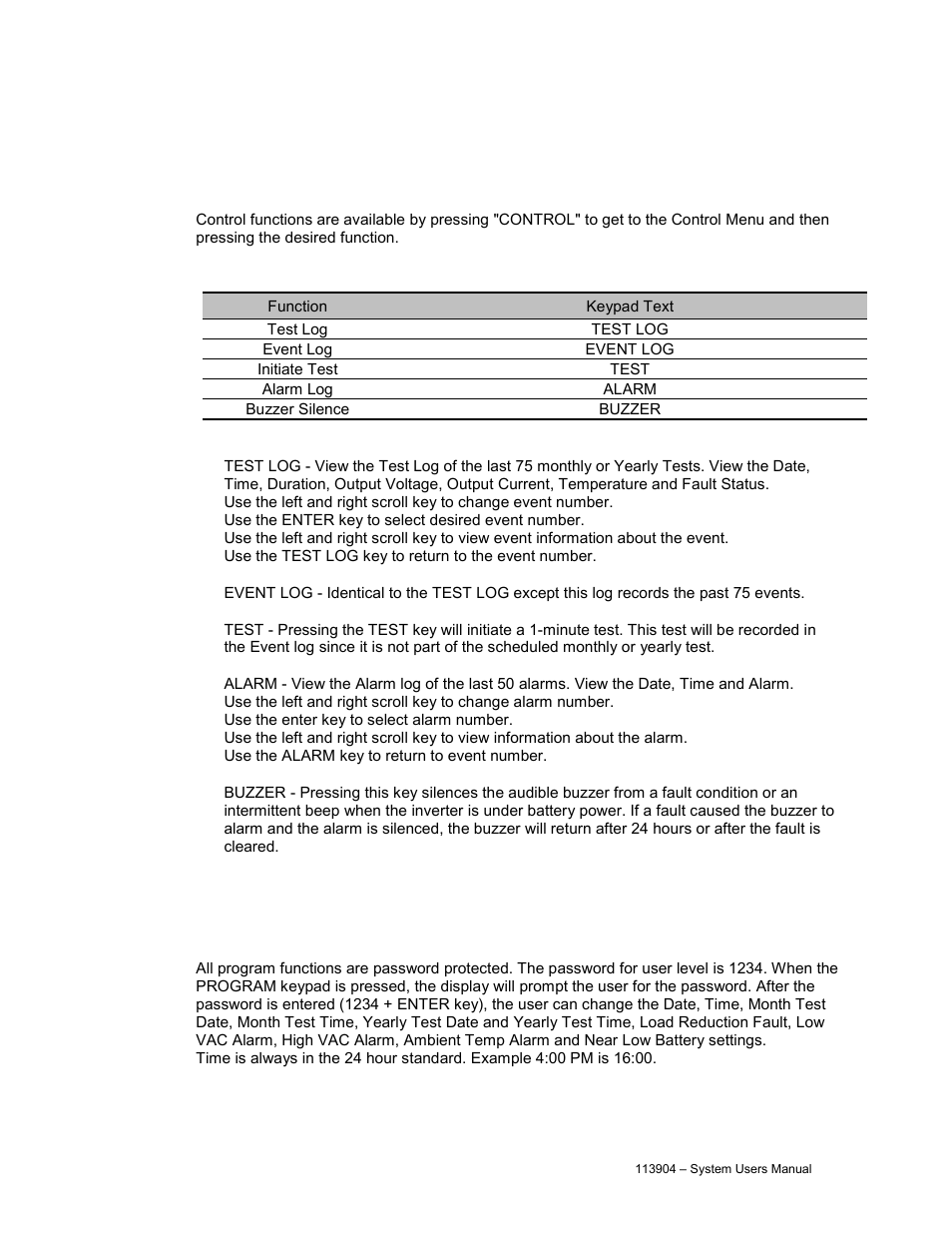 Control functions, Program functions | Cooper Lighting Sure-Lites Lifeway II Series User Manual | Page 12 / 18